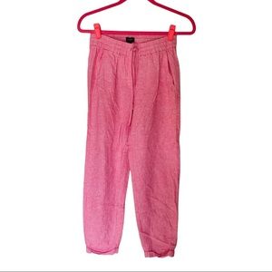 J Crew Factory Pink Linen Cotton Drawstring Pant